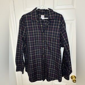 Men’s Brooks Brothers Navy Plaid Long Sleeve Button Down Shirt
